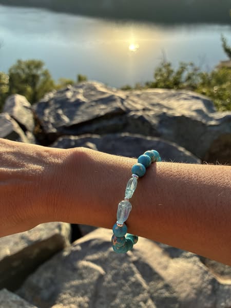 “Golden Hour Bracelet by Mysuvelas — handmade gemstone jewelry inspired by nature, symbolizing calm and clarity.”